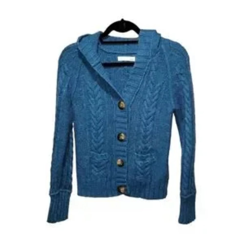 Old Navy size large blue/green lambs wool blend button up cardigan sweater